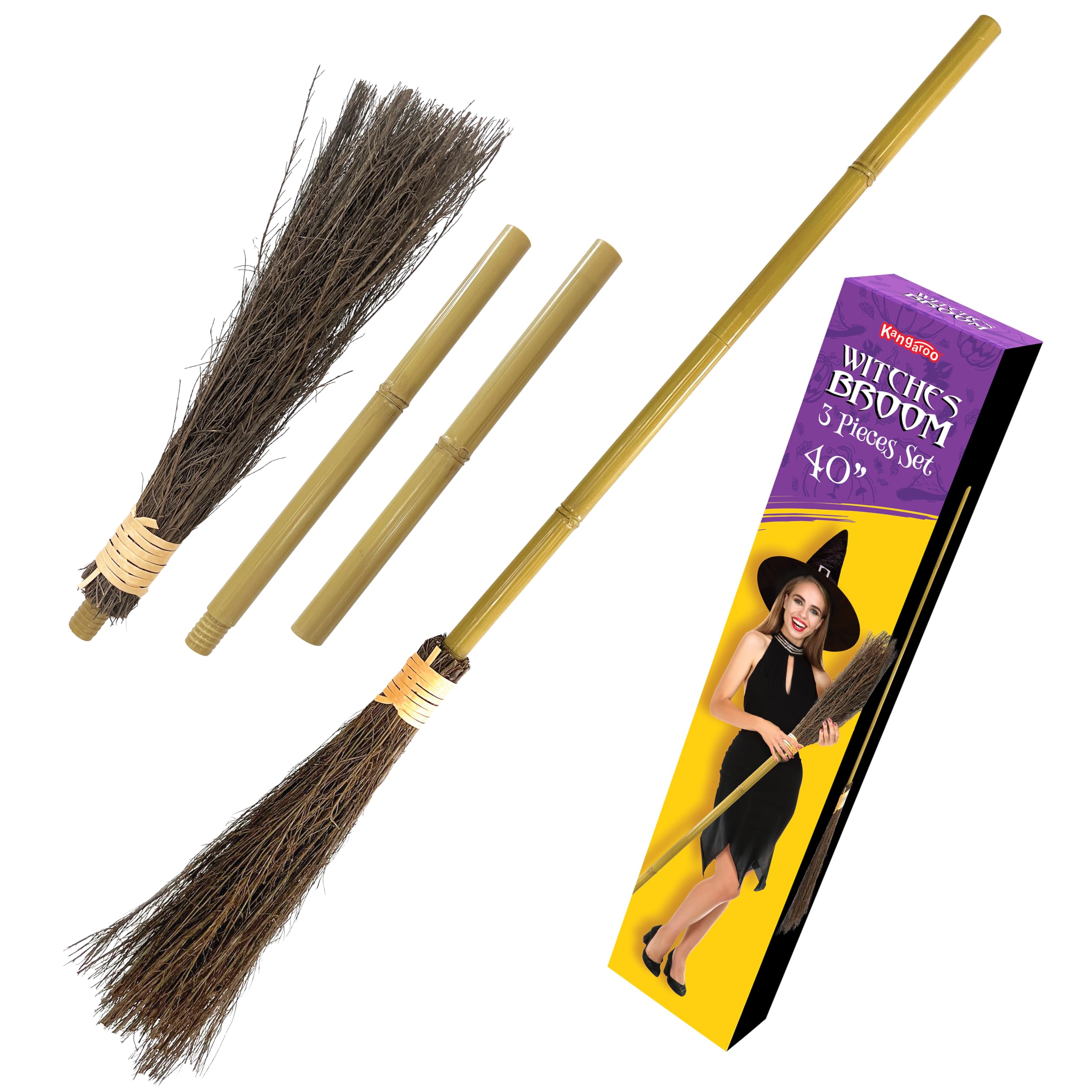 Kids Outdoor Broom - Scopa da strega in bambù da